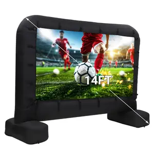 14Ft Inflatable Projector Screen for Outdoor & Backyard – Dual-Sided Viewing – 160° Wide Angle – Quick 5-Min Setup with Quiet Blower – Ropes, Stakes & Storage Bag Included – Perfect for Parties, Home Theater