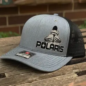 Polaris Custom Patch Snapback Hat – Richardson Flat Bill Cap, Adjustable Mesh Back, Bold Skeleton Rider Design, Unisex Streetwear Trucker Hat