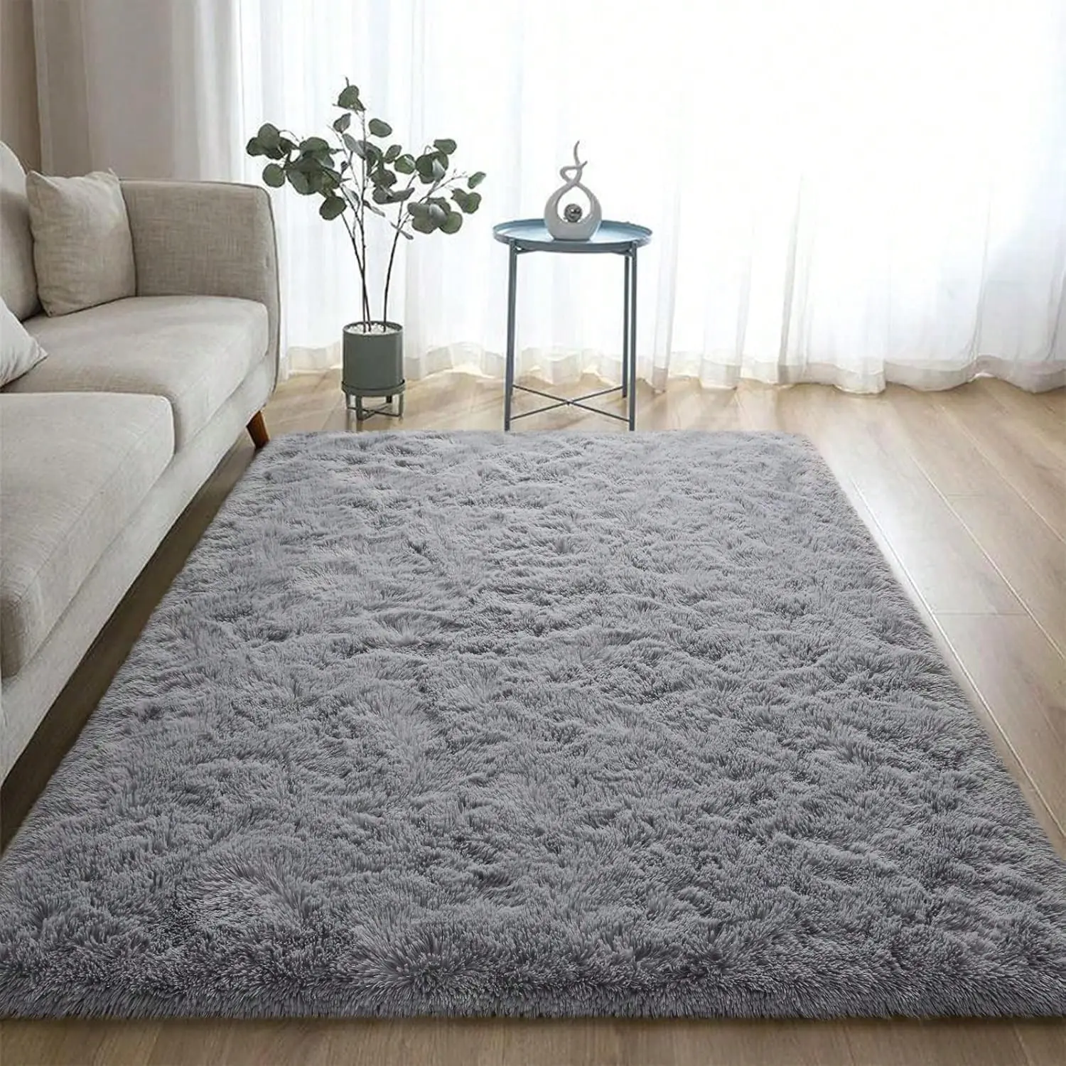 Area Rugs For Living Room, Ultra Soft Large Shag Living Room Rug Fluffy Rug Carpet For Bedroom, Plush Modern Floor Rug For Kids Room Fuzzy Rug For Home Decor Aesthetic, Light Grey