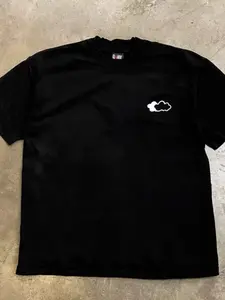 Cloud Print Short Sleeve T-Shirt, American Minimalist High Street Style, Loose Fit, Unisex, Casual Top, No Button, No Collar