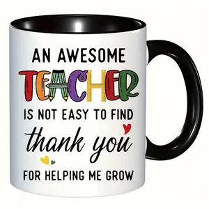 Amazing Teacher 11 Oz Porcelain Coffee Cup-"Thank You for Helping Me Grow" Water Cup, Suitable for All Seasons, Ideal Birthday, Holiday, Thanksgiving And Christmas Gifts