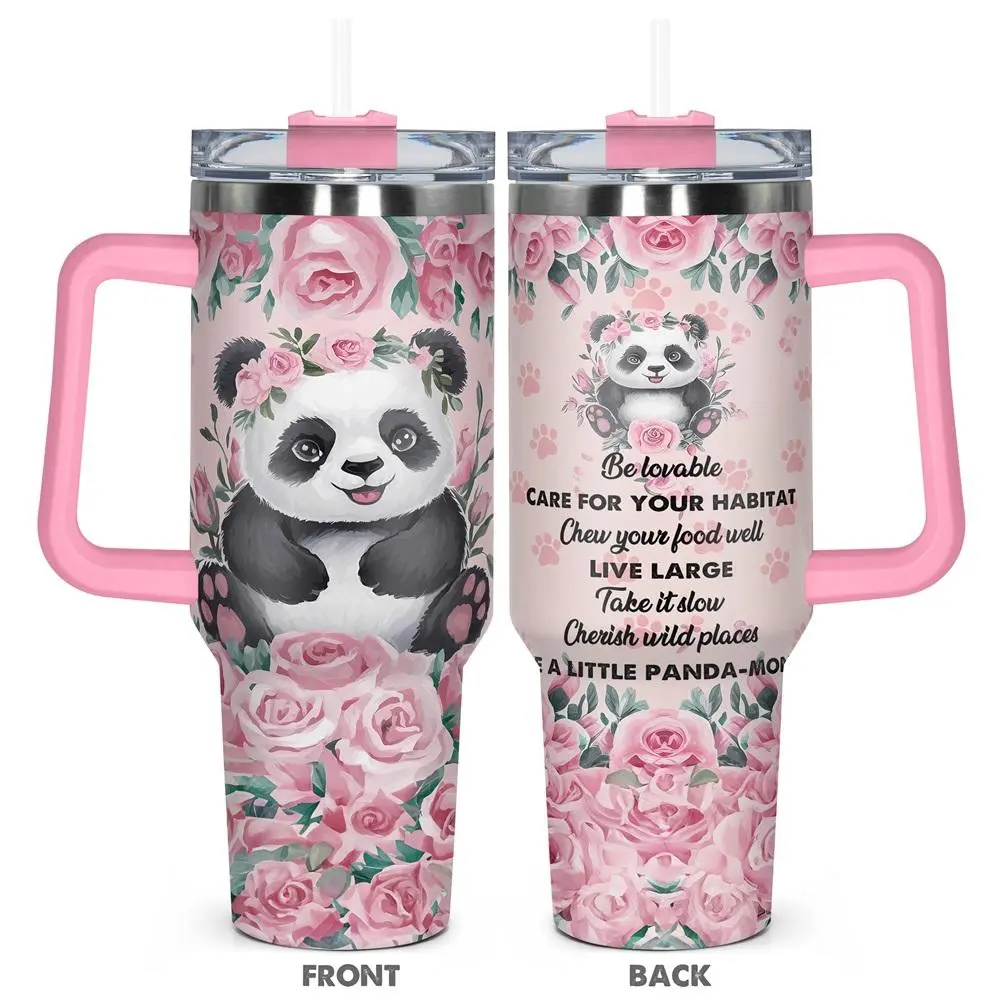 Cute Panda Pattern Tumbler, Stainless Steel Water Bottle, Insulated and Durable, Gift for Any Occasion, Drinkware