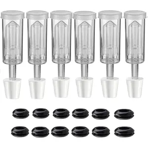 3-Piece Airlock [6 Pack],Fermenting Brewing Airlock Kit with 6PCS #6 Stopper and 12PCS Grommets Fermentation Beer Making Wine Making Kombucha Fits Gallon Jugs