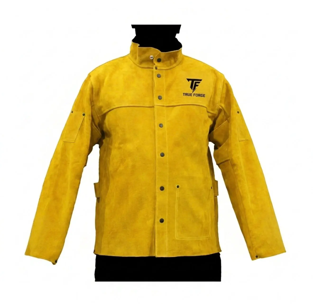TRUE FORGE  Premium 13″ Cow Split Welding Jacket, Inside Pocket and Scribe Pockets, Sewn with KEVLAR Menswear Clothing Leather Beige Casual Long Sleeve Plain Coats
