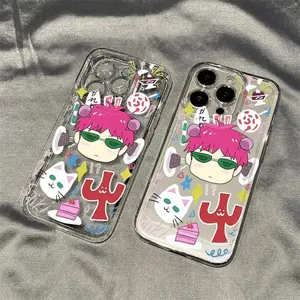 Hot Comics Saiki Kusuo Cute Kitty Boy Phone Case for iPhone 17 Air 16 15 14 13 12 11 Pro Max Plus Colorful TPU Protection Cover