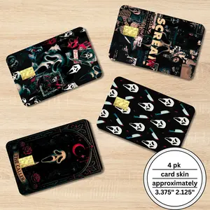 Credit Card Skin Decal Ghostface Roses Holographic Horror Aesthetic Waterproof Card Sticker Standard Size 3.375 x 2.125 inch Premium Vinyl Scratch Resistant Easy Application