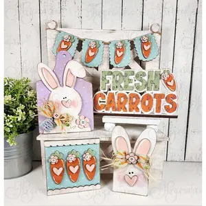 Easter Bunny, Egg and Carrot Shelf Decor Shelf Sitter Tiered Tray DIY, Do-It-Yourself, Create-It-Yourself