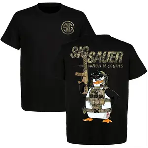 Sig Sauer Tactical Penguin Graphic T-Shirt, When It Counts 2A Shooter Tee, Funny Gun Enthusiast Streetwear, Range Gift for Sig Fans