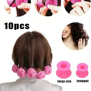 10-Pack No-Heat Curling Irons, Easy to Use, Suitable for All Hairstyles, Portable Hair Styling Tools, Soft Silicone Curls, Travel Essential, Curler Rollers