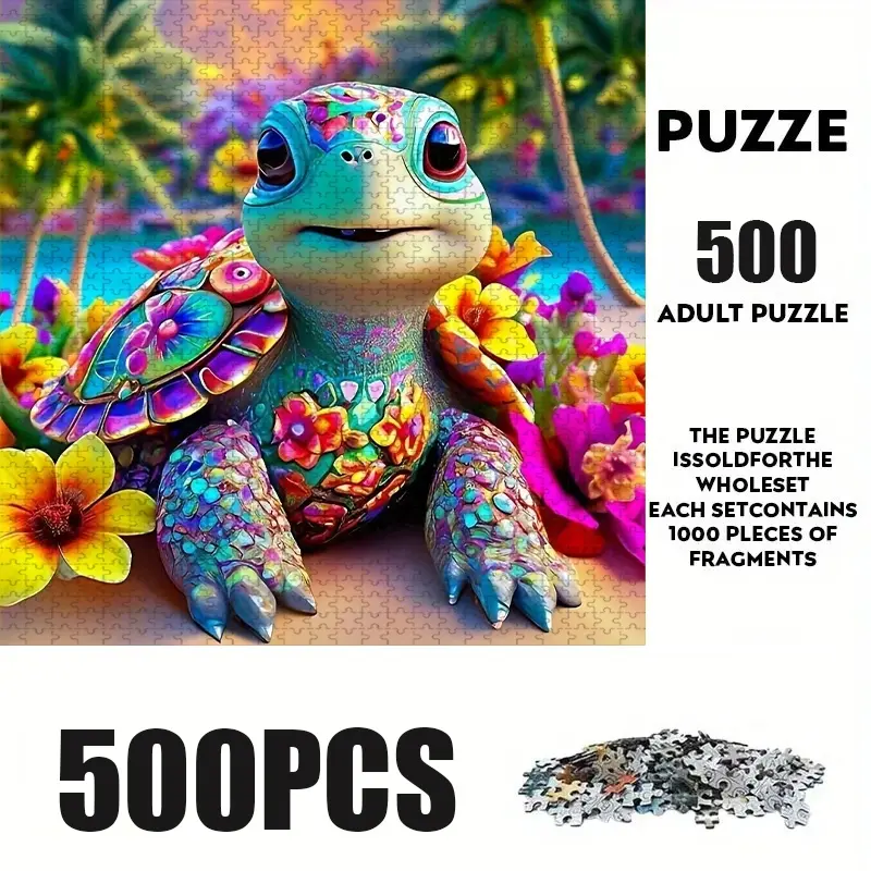 500 Piece Turtle Pattern Puzzle, Large Adult Family Interactive Toy, DIY Home Decor Brain Challenge, Holiday Scene, Perfect Gift