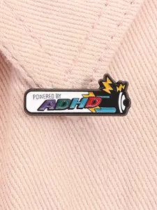 Powered by ADHD Battery Enamel Pin Mental Health Awareness Neuro divergent Brooch Lapel Badge Jewelry Accessories Gift for Friends Durable Metal Pins