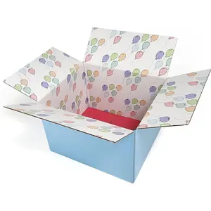 GiftIn Corrugated Shipping Box, Balloon Design, Care Package, for Gifts, Small Business, Weddings, and Classroom, 2 Pack (2022026)