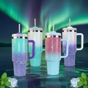 40oz Tumbler, Ombre Rhinestone tumbler, Stainless Steel Vacuum Insulation Thermal Insulation Portable Drinkware Mug