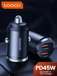 Toocki 45w Dual Ports USB-C Car Charger, Fast Charging Pps 33w, A+c Pd3.0, Fcp Scp, Handle Pull-Ring Design, Type C Car Phone Charger
