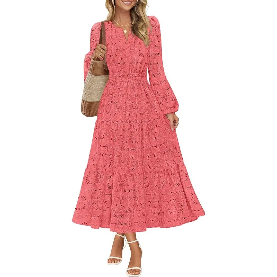 MEROKEETY Women's Fall Long Sleeve Floral Maxi Dress Lace Eyelet Hollow Out Tiered Boho Wedding Guset Dresses Pockets - TikTok Shop MEROKEETY Women's Fall Long Sleeve Floral Maxi Dress Lace Eyelet Hollow Out Tiered Boho Wedding Guset Dresses Pockets - TikTok Shop