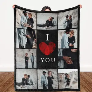 Custom Memorial Blanket with Pictures Words for Loss of Loved Dad Mom Son Daughter Pet Personalized Sympathy Flannel Throw Blanket Grief Remembrance Gift, In Loving Memory Gifts, Made in USA