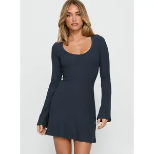 Best Interest Long Sleeve Mini Dress Navy