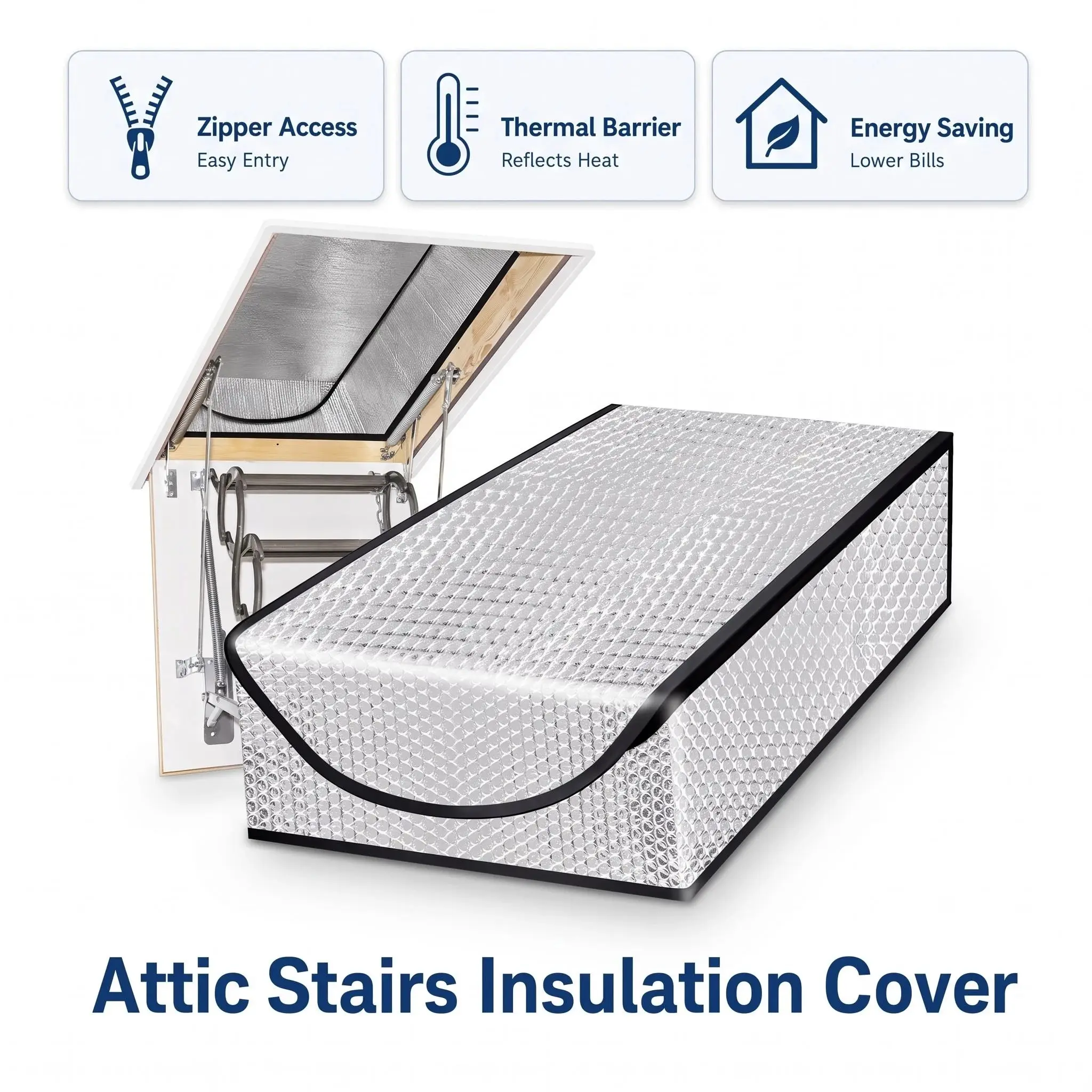 Attic Stairway Insulation Cover, Premium Energy Saving Attic Stairs Door Ladder Insulator Pull Down Tent with Zipper, Attic Cover, 25 in x 54 in x 11in