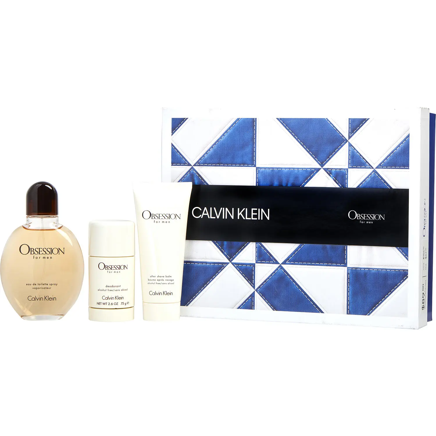Obsession Set-Edt Spray 4 Oz & Aftershave Balm Alcohol Free 3.4 Oz & Deodorant Stick Alcohol Free 2.6 Oz For Men