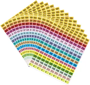 Garage Sale Stickers 2400Pcs 1/2"×3/4" Yard Sales Price Stickers Rectangle Preprinted Price Tag Labels Stickers Flea Markets