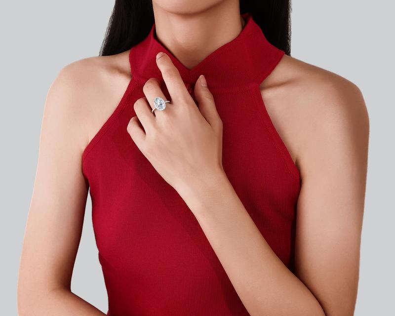 【#50 Dream Ring】5Carat Oval Shape Synthetic Moissanite Rings in 925 Sterling Silver