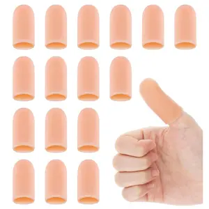 16Pcs Thumb Covers, Silicone Thumb Protector Covers Polyethylene Fiber Finger Cots for Cover Wounds, Reusable Finger Guard Cover Pain Relief for Wounds Cracking Comfortable Fit & Easy to Use