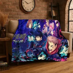 Jujutsu Kaisen Itadori Yuji Anime Blanket Ultra Soft Flannel Cozy Warm Bedroom Living Room Couch Sofa Travel Picnic Throw Decor Decorative Throw Perfect Birthday Gift Christmas Gift for Anime Fans Kids Teens Men Sukuna Style