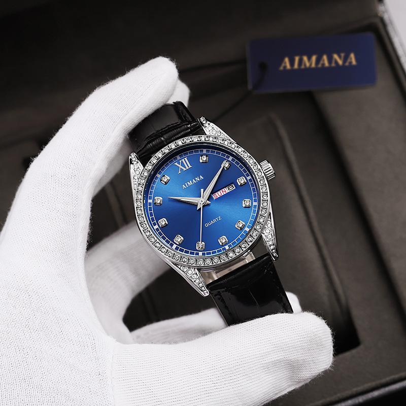 Swiss Luxury Men's Watch - Log Series Diamond Dial Luminous Quartz Wristwatch, Waterproof Business Classic