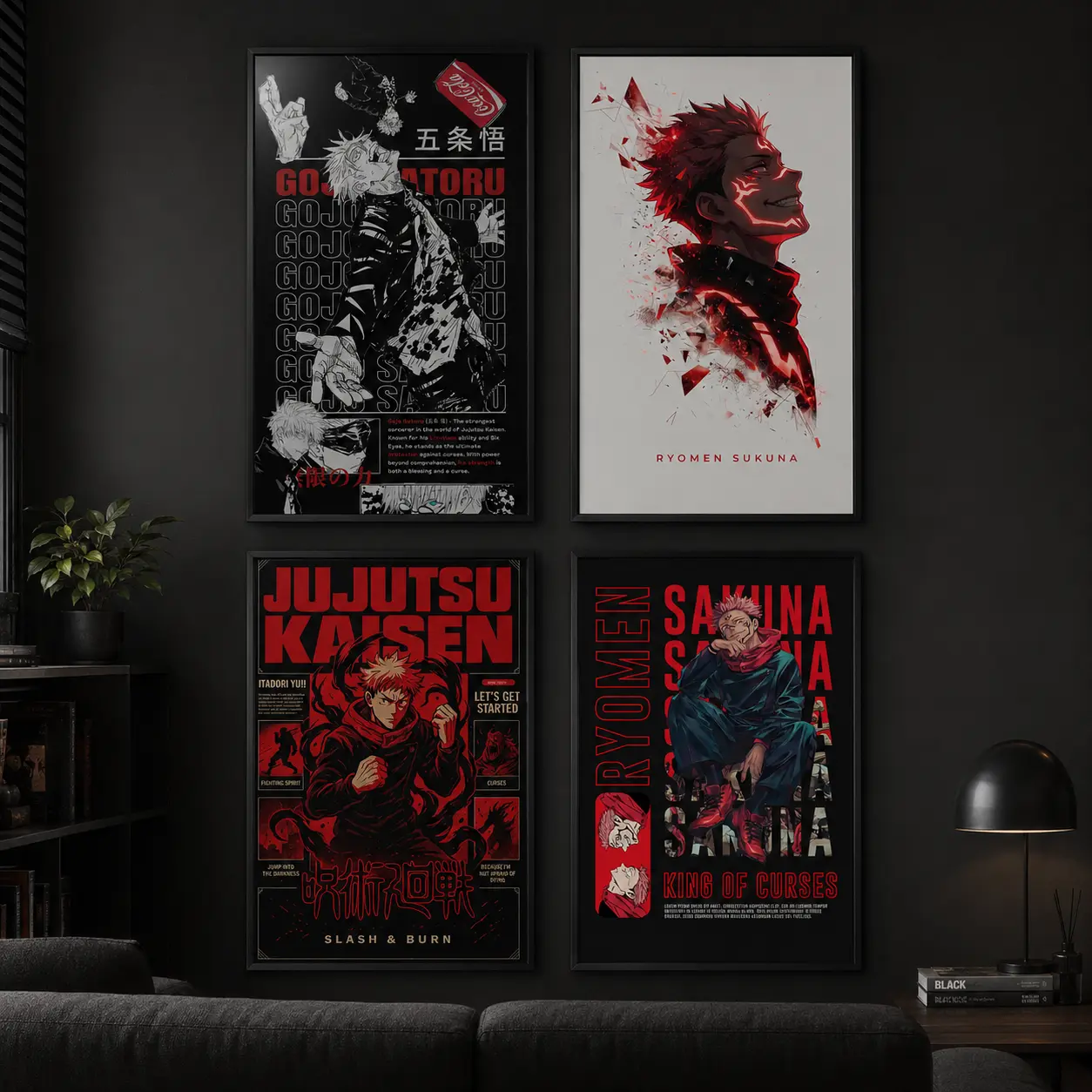 Jujutsu Kaisen Gojo Satoru Ryomen Sukuna Yuji Itadori 4 Piece Poster Set
