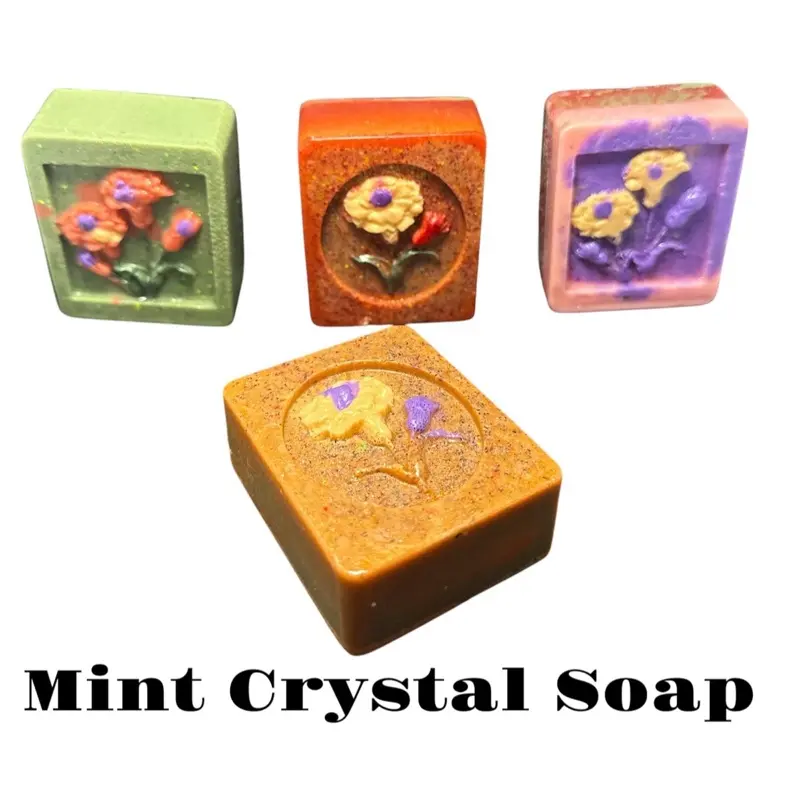 Estevez Cosmetics Mint Crystal Bar Soap Enriched with Donkey Milk, Olive Oil, Sweet Almond Oil, Lavender Essential Oil & Vitamin E 50g