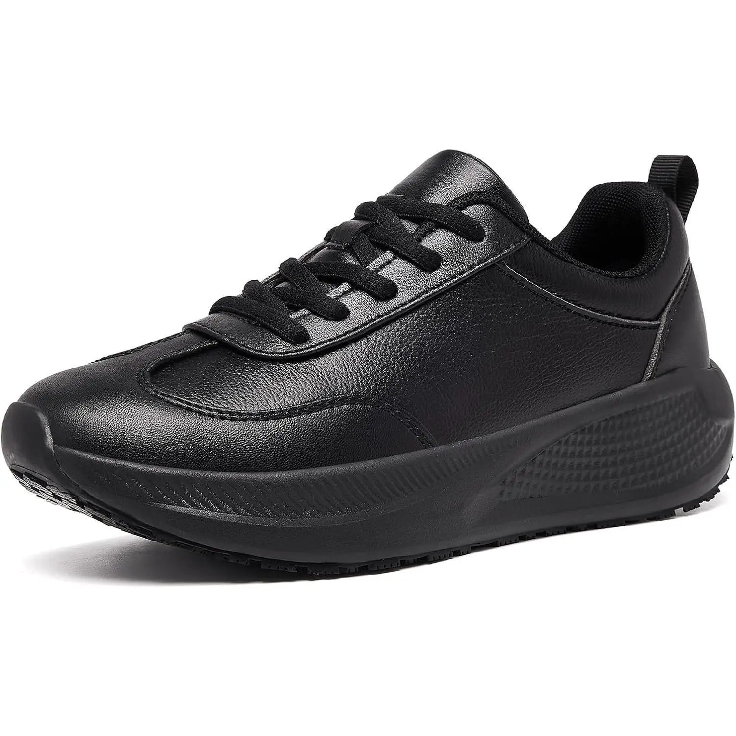 Women's Black Non-Slip Kitchen Work Shoes - Round Toe, Waterproof, Slip-Resistant Sneakers for All-Day Standing (Chef, Nursing Use), Slip Resistant Shoes