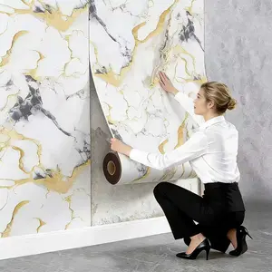 Waterproof 3D Marble Sticker Self Adhesive Wallpaper, Oil Resistant Easy Clean Peel and Stick Wall Paper Roll for Kitchen Bathroom Living Room Bedroom