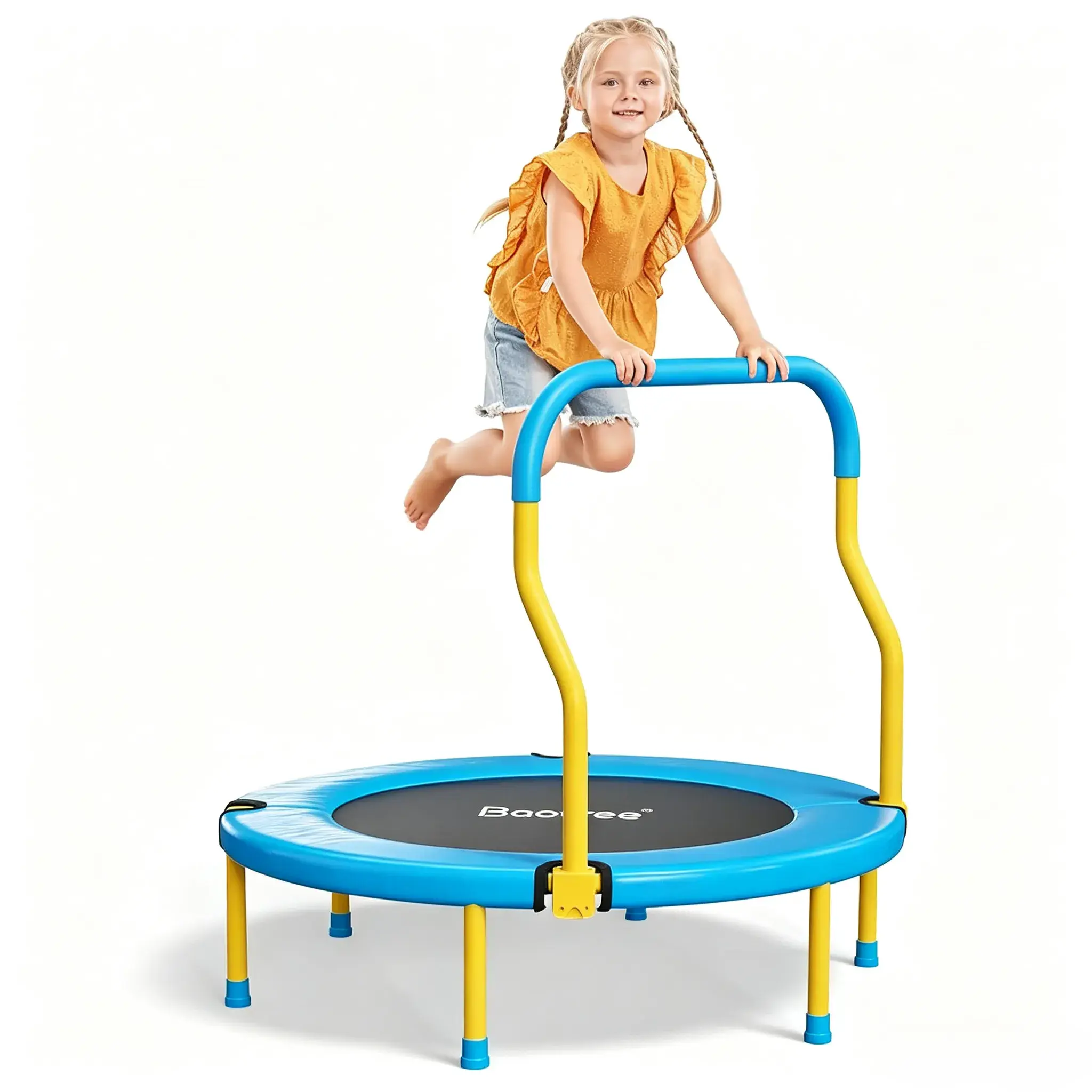 36 Inch Kids Trampoline for Ages 3-6, Mini Indoor & Outdoor Trampoline with Foam Handlebar, No-Gap Safety Pad, Supports up to 55 lbs