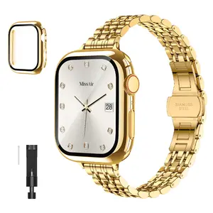 MISSAIR Luxury Stainless Steel Classic Band with Watch Case (Band only & Case with Band) Compatible with Apple Watch Series 1-11 SE Ultra (38-49mm), Women Dressy Bracelet with Adjustable Metal Straps