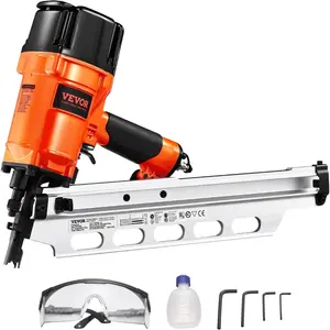 VEVOR Framing Nailer, 80-120PSI Air Nail Gun, 2" to 3-1/2" 21 Degree Full Round Head Pneumatic Framing Nailer with Tool-Less Depth Adjustment & Dual Trigger Modes, Ideal for Framing Decking Flooring