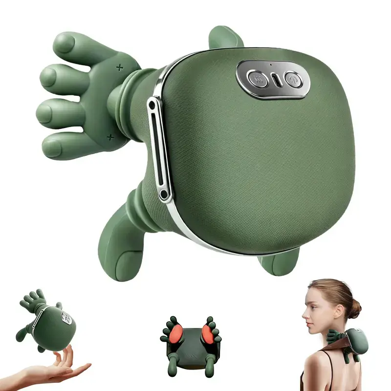 Professional handheld neck massager, with realistic touch, effectively relieves muscle pain, simulates deep tissue massage by human hands, has three-speed settings that can be adjusted, suitable for home or office use, powered by USB, an excellent gift!