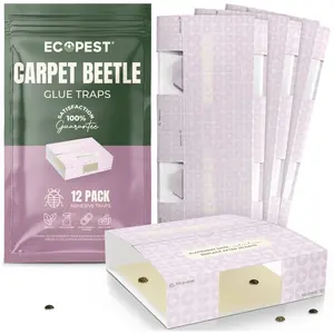 Carpet Beetle Glue Traps – 12 Pack | Sticky Indoor Pest Control Trap for Carpet Beetles