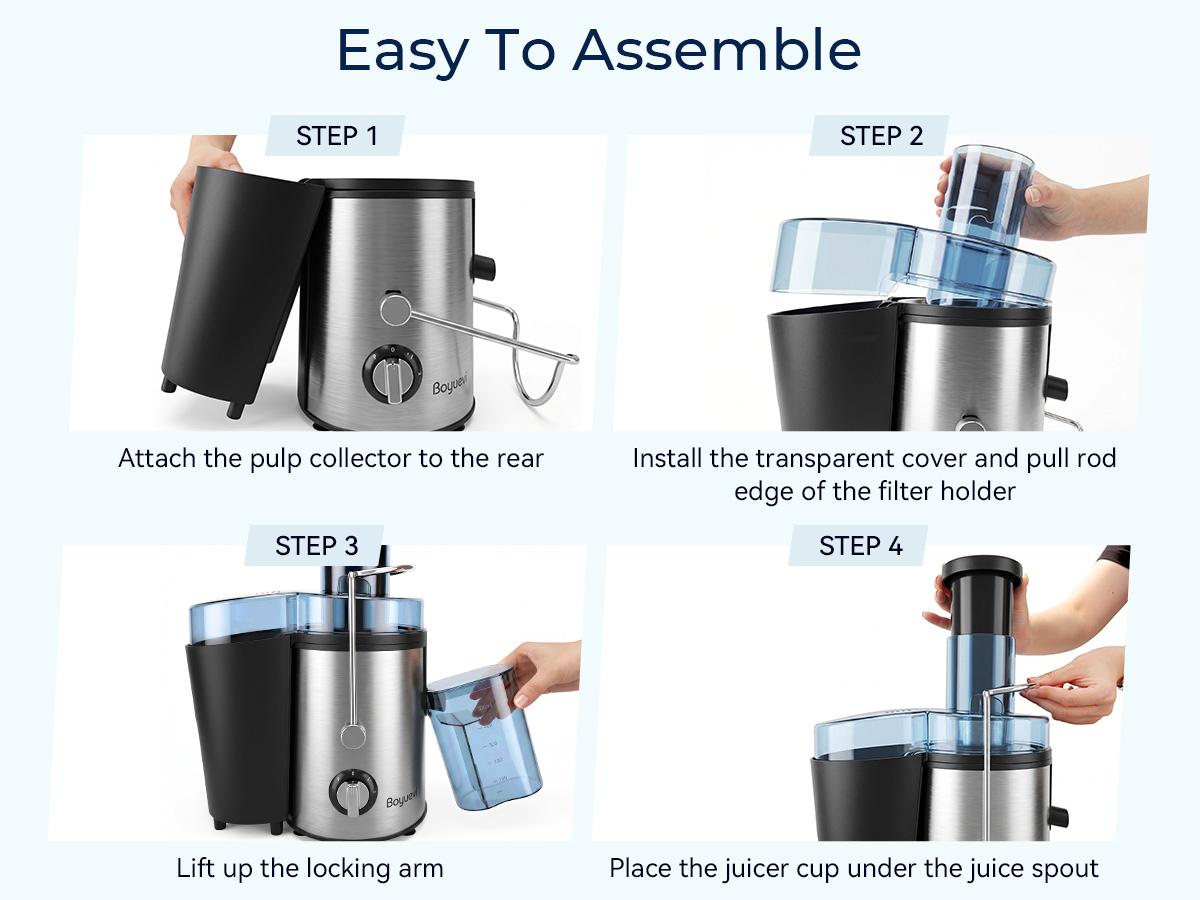 BOYUEVI-800W Home Use Multi-function Electric Juicer with 3" Feed Chute for Whole Fruits and Veg, Centrifugal Juicer with 30 oz. Juice Jug,BPA-Free, Easy to Clean