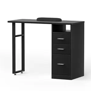 Manicure Table Nail Desk with Drawers Nail Station for Nail Tech Storage Cabinet, Wrist Pad, Open Space, Metal Legs, for Beauty, Salon, Spa Makeup, White