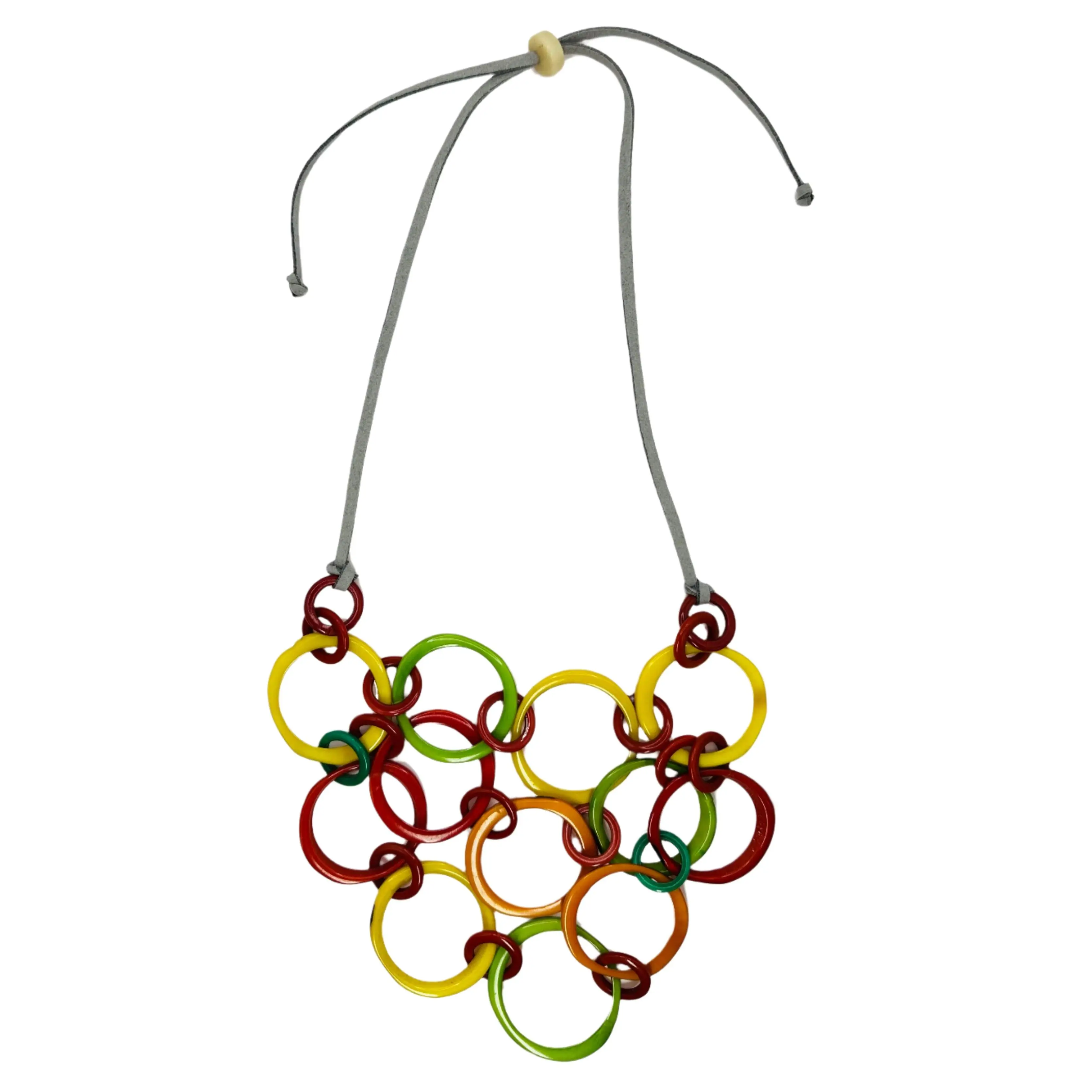 Villela Tagua Nut Necklace - Eco-Friendly Handmade Jewelry for Women - Adjustable & Lightweight - Sustainable Vegetable Ivory Gift - Colorful Beads with Organic Patterns