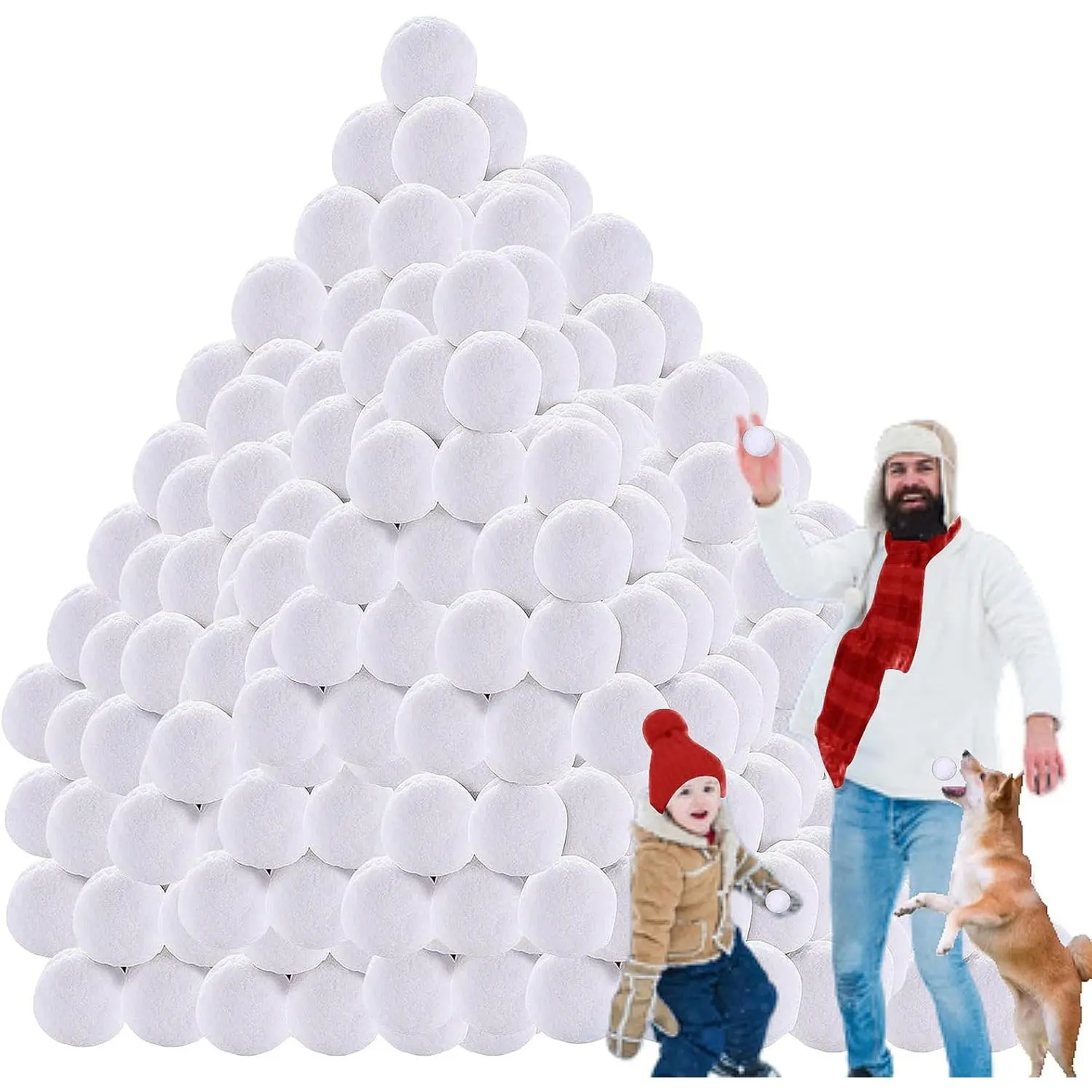 200-Pack 3-Inch Plush Fake Snowballs, Christmas Ornaments Festive Decoration, Indoor Outdoor Play Set for Kids & Adults, Tree