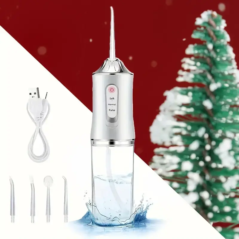 Smart Water Tooth Flosser with Precision Pressure Control 360° Rotating Nozzle Deep Cleans Teeth and Gums Replaceable Head Oral Irrigator for Home Travel USB Rechargeable Cordless 800mAh Battery