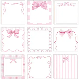 Bow Theme Sticky Notes, 30 Sheets Per Pack, Self-Adhesive DIY Diary Supplies, Cute Cartoon Design, Perfect for Office School Home