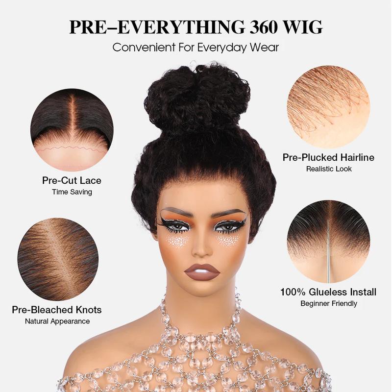 Pizazz Hair Hidden Strap 360 Full Lace Frontal Wigs Pre Cut Glueless Wig Body Wave Human Hair With Bleached Knots