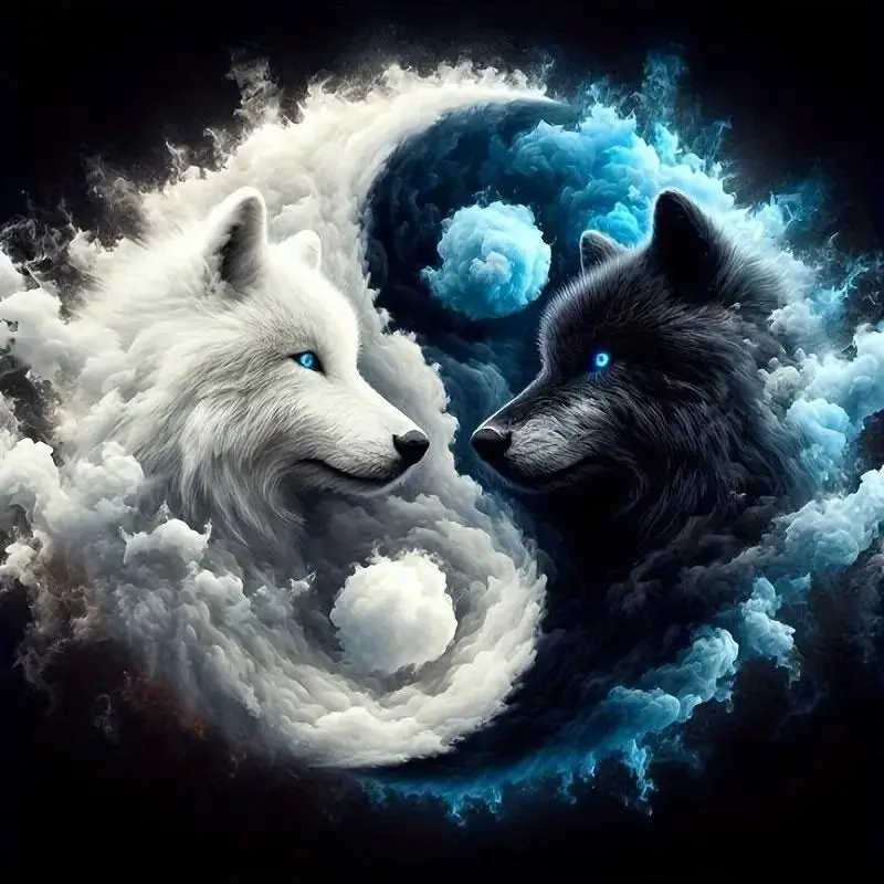Wolf Pattern DIY Diamond Arts Colorful Painting Kit without Frame, DIY 5D Diamond Arts Colorful Painting Kit, Wall Art Decor for Home Living Room Bedroom