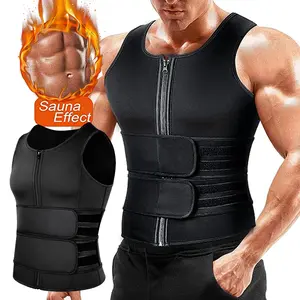 Sauna Suit for Men, Tummy Control Waist Trainer, Compression Sauna Sweat Vest, Neoprene Zipper Body Shaper with Adjustable Tank Top,Double Belt Sweat Shirt Corset Top