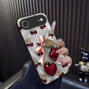 Cute Cherry Bow Phone Case, Coquette Aesthetic Glossy Cover for iPhone 17 Air — 975