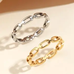 2Pcs Stainless Steel Fashionable Golden and Silver Rectangular Hollow Ring Set, Ideal for Women’s Daily Wear or Gift Giving