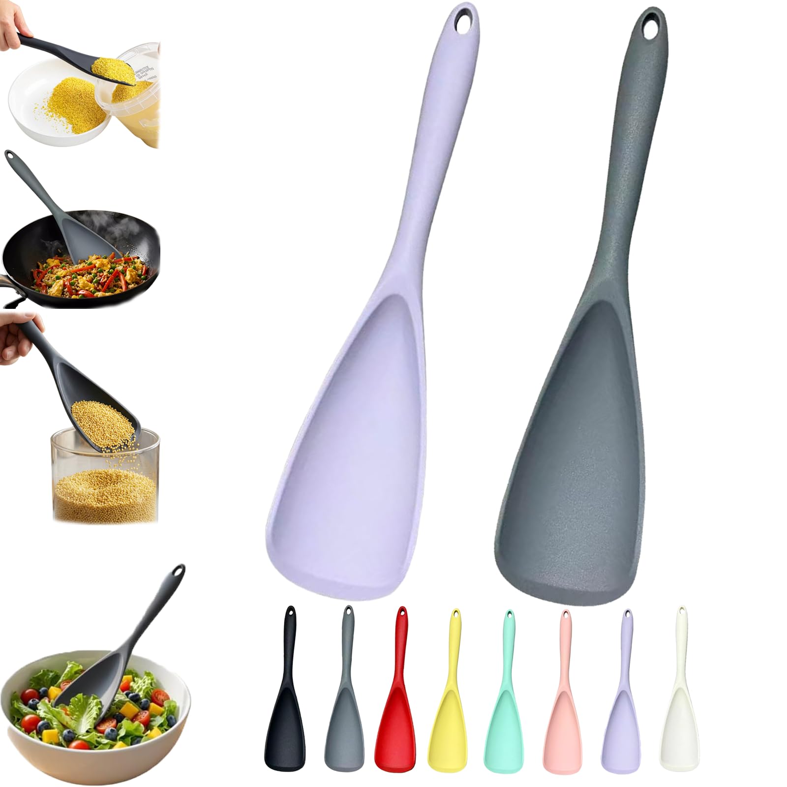 Pack of 2 Cooking Spoons for Non Stick Cookware, Multifunction Spatula Spoon BPA-Free, One-Piece Design, Suitable for Scooping, Scraping, Serving and Mixing