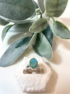 109 Green Rainbow Moon Ring Oval Sz 10
